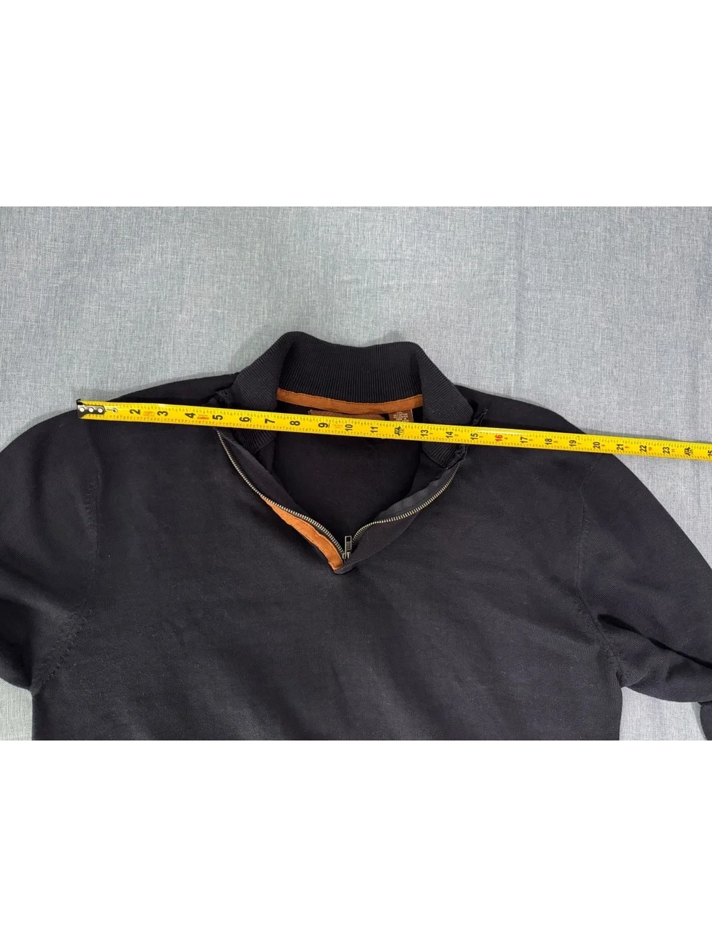 Woodland Trail Black Quarter Zip Pullover Sweater with Brown Trim